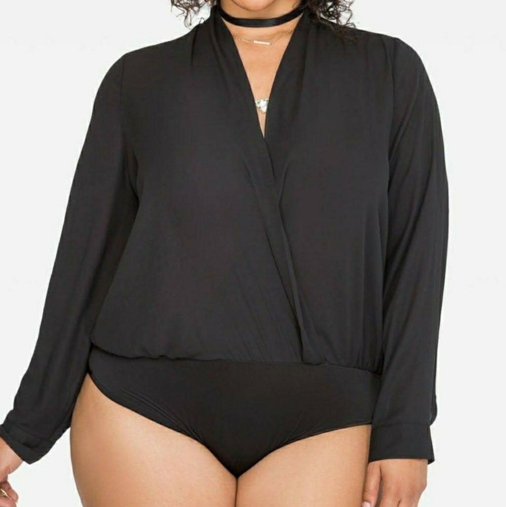 Ashley Stewart Black Wrap Blouse